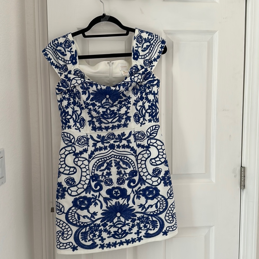 White and blue beautiful dress bought from Anthropologie